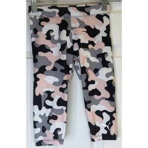 PUMA Girls 5 Leggings Pink Gray Camo White Heather Print Athletic Stretch